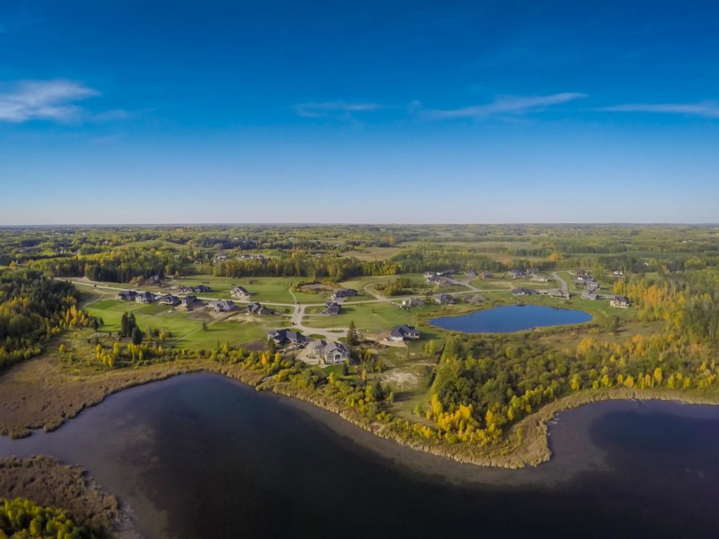 Aerial View from a Drone of Spring Lake looking north to Spring Lake Ranch