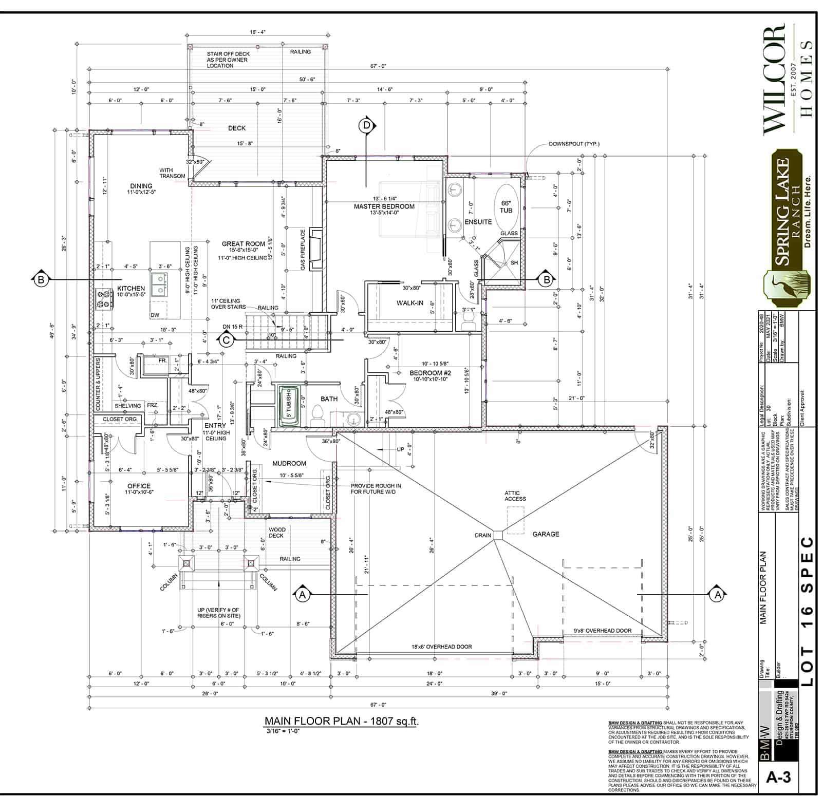 Floor plan for the main floor of the Juniper at Spring Lake Ranch