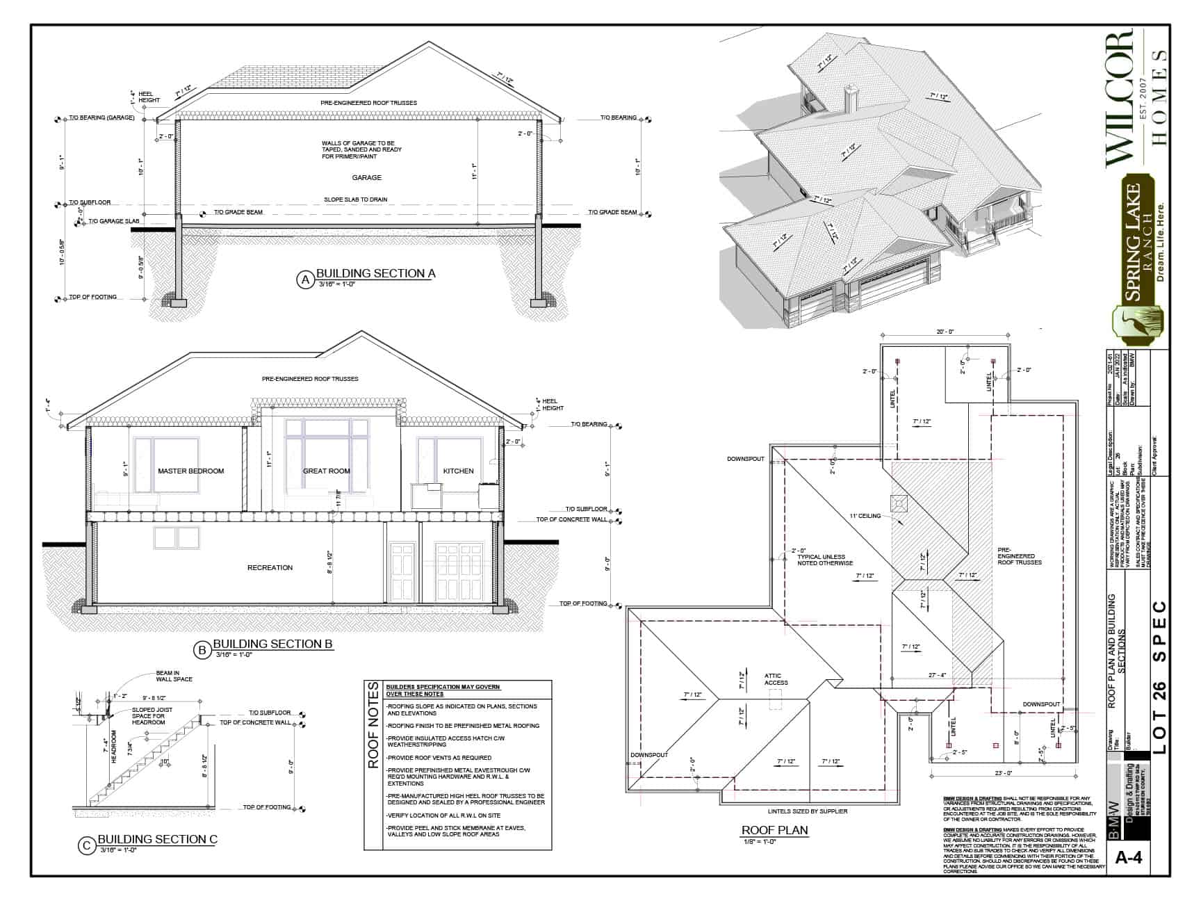 Fernwood Elevations, Roof and Plans